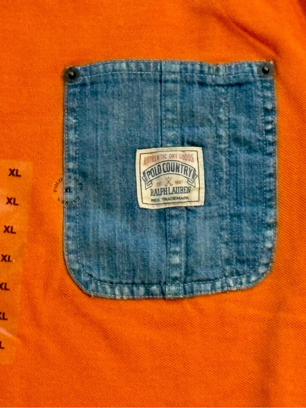 Polo Country by Ralph Lauren orange polo shirt with Blue & Green Accents - Picture 5 of 14